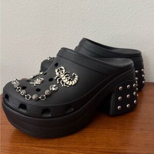 Black Platform Croc Siren (custom) with Silver Accents